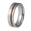Silver Pipe Cut Design Tungsten Ring with Wood Inlay in 6mm Width