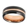 Rose Gold Wedding Band with Bevel Edges and Black Plating