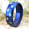 Dog Foot Paw Design Blue Wedding Band in 8mm Width
