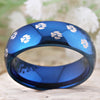 Dog Foot Paw Design Blue Tungsten Ring