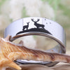 Deer Couple Scene Design Silver Tungsten Ring