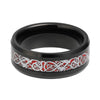 Black Celtic Dragon Wedding Band with Red Carbon Fiber Inlay