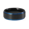 Black Matte Finish Wedding Band with Blue Stepped Edges