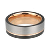 Rose Gold Wedding Band with Black and Silver Matte Finish