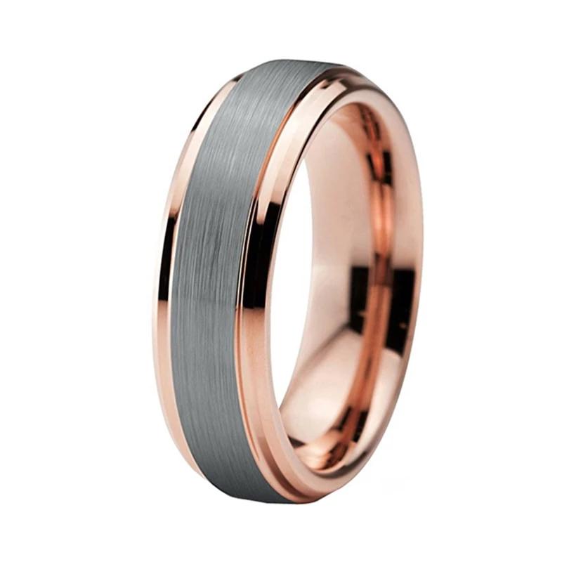 Silver Tungsten Ring with Bevel Edges and Silver Matte Finish in 6mm Width