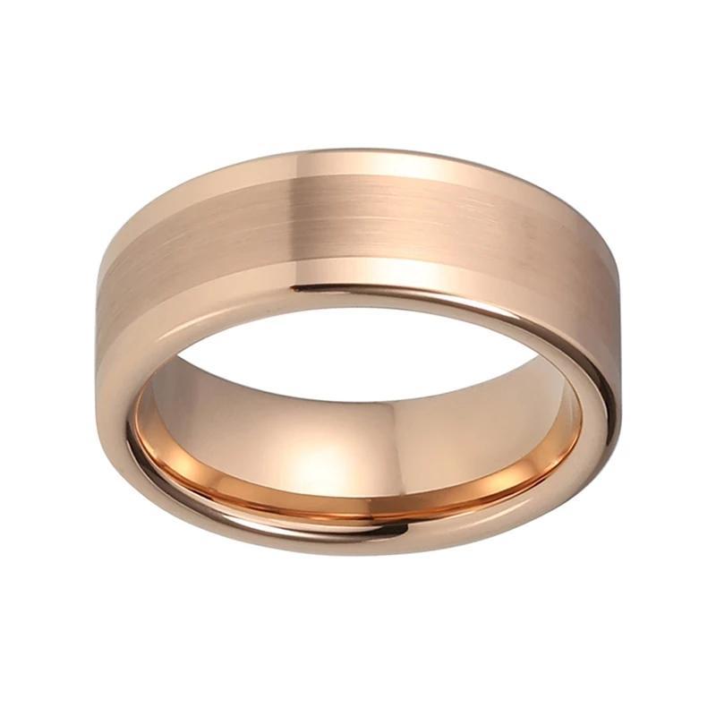 Rose Gold Wedding Band with Pipe Cut Design