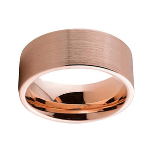 Rose Gold Wedding Band with Brushed Finish and Pipe Cut Design