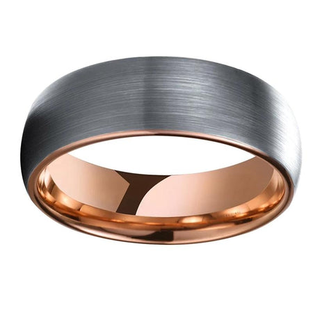Rose Gold Tungsten Ring with Silver Matte Finish for Men and Women