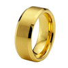Yellow Gold Tungsten Ring with Brushed Surface and Beveled Edges
