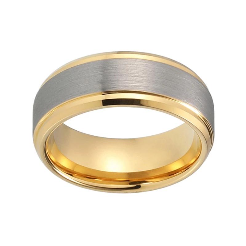 Yellow Gold Wedding Band with Silver Polished Finish