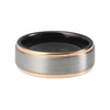 Black Wedding Band with Gold Edges and Matte Brushed Silver Finish