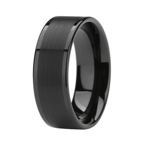 Black Tungsten Ring with Polished Finish in 8mm Width 