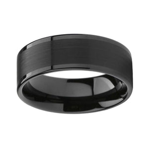 Black Wedding Band with Polished Finish in 8mm Width