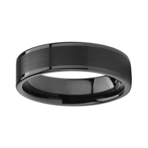 Black Wedding Band with Polished Finish in 6mm Width