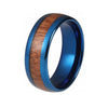 Blue Tungsten Ring with Wood Inlay