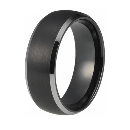 Black Tungsten Ring with Shiny Edges
