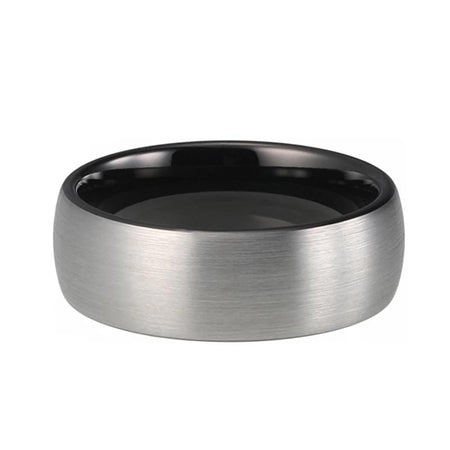 Black Tungsten Ring with Polished Silver Finish for Men and Women