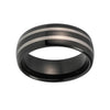 Black Wedding Band with Silver Polished Lines