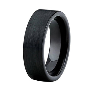 Black Tungsten Ring with Pipe Cut Design