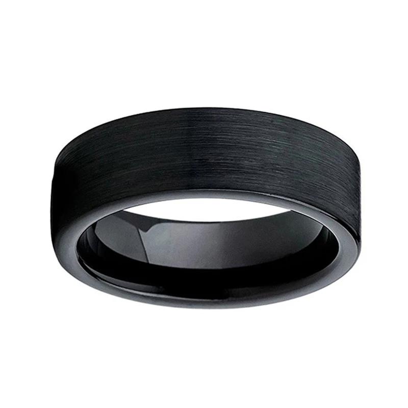 Black Wedding Band with Pipe Cut Design