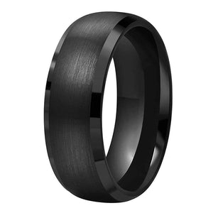 Black Domed Tungsten Ring with Shiny Beveled Edges