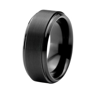 Black Tungsten Ring with Beveled Edges