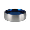 Blue Wedding Band with Silver Matte Finish
