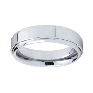 Classic Silver Wedding Band with Shiny Beveled Edges in 6mm width