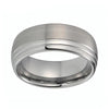 Silver Double Grooved Wedding Band with Polished Finish