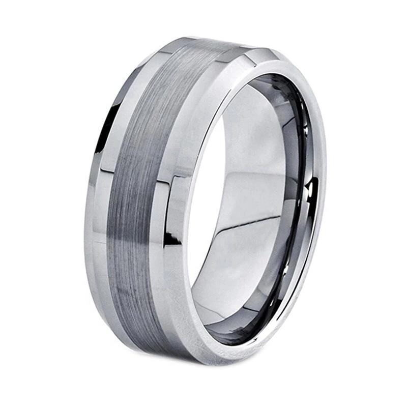 Silver Tungsten Ring with Matte Brushed Finish