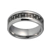 Silver Wedding Band with Black Carbon Fiber Inlay