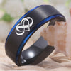 Blue Infinity Heart Always and Forever Couple Tungsten Ring