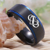 Black Infinity Heart Always and Forever Couple Tungsten Ring