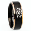 Black Infinity Heart Wedding Band with Golden Edges