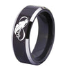 Infinite Love Believe Design Black Tungsten Ring with Silver Edges