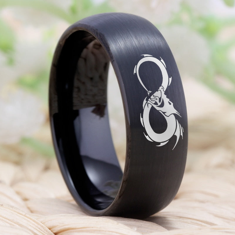 Black Dragon Infinity Design Tungsten Ring