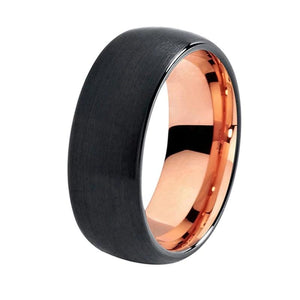 Rose Gold Tungsten Ring with Black Matte Finish