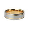 Yellow Gold Wedding Band with Double Grooves in 8mm