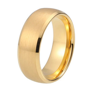 Yellow Gold Tungsten Ring in Dome Design