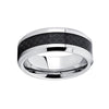 Silver Wedding Band with Black Carbon Fiber Inlay