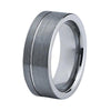 Silver Grooved Tungsten Ring with Matte Finish