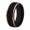 Black Tungsten Ring with Rose Gold Edges