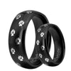 Dog Foot Paw Design Black Tungsten Ring