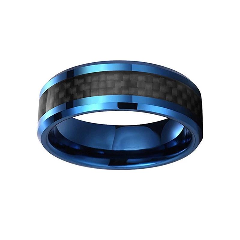 Blue Wedding Band with Black Carbon Fiber Inlay