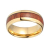 Yellow Gold Wedding Band with Wood Inlay