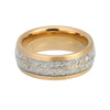 Yellow Gold Wedding Band with White Meteorite Inlay and Arrow Design