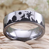 Wolf Design Tungsten Ring in Silver Color in 8mm Width
